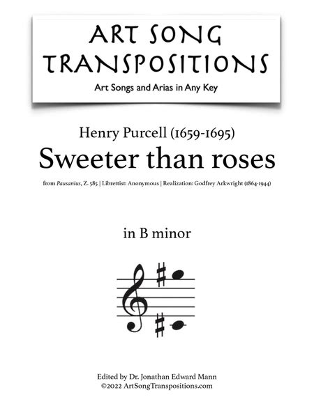 PURCELL: Sweeter Than Roses (transposed To B Minor)